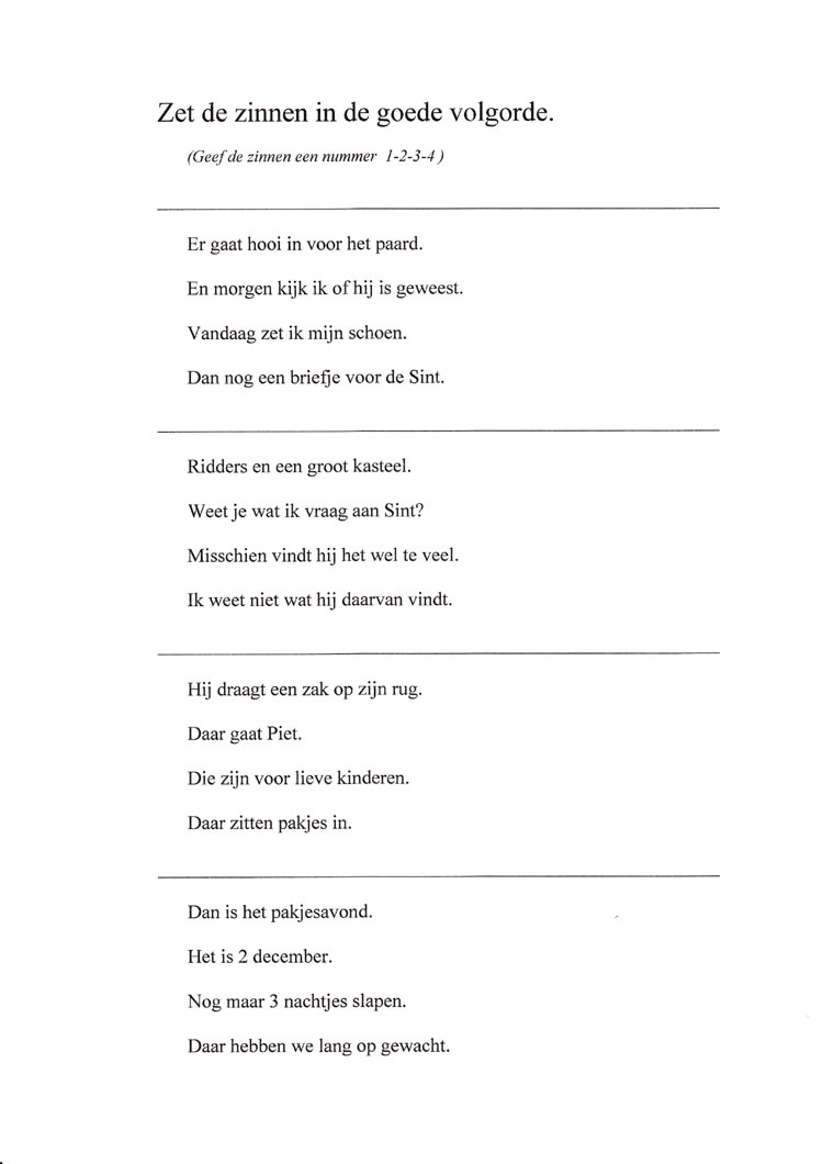 Sinterklaas volgorde